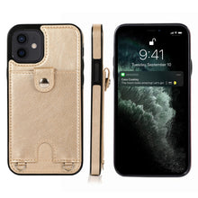 Load image into Gallery viewer, Shockproof PU Leather + TPU Protective Case with Card Slot &amp; Lanyard, For iPhone 12 mini, For iPhone 12 / 12 Pro, For iPhone 12 Pro Max