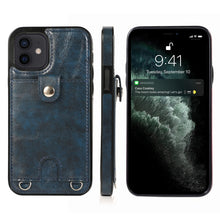 Load image into Gallery viewer, Shockproof PU Leather + TPU Protective Case with Card Slot &amp; Lanyard, For iPhone 12 mini, For iPhone 12 / 12 Pro, For iPhone 12 Pro Max