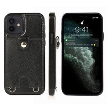 Load image into Gallery viewer, Shockproof PU Leather + TPU Protective Case with Card Slot &amp; Lanyard, For iPhone 12 mini, For iPhone 12 / 12 Pro, For iPhone 12 Pro Max