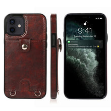 Load image into Gallery viewer, Shockproof PU Leather + TPU Protective Case with Card Slot &amp; Lanyard, For iPhone 12 mini, For iPhone 12 / 12 Pro, For iPhone 12 Pro Max