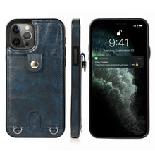 Load image into Gallery viewer, Shockproof PU Leather + TPU Protective Case with Card Slot &amp; Lanyard, For iPhone 12 mini, For iPhone 12 / 12 Pro, For iPhone 12 Pro Max