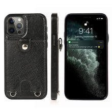 Load image into Gallery viewer, Shockproof PU Leather + TPU Protective Case with Card Slot &amp; Lanyard, For iPhone 12 mini, For iPhone 12 / 12 Pro, For iPhone 12 Pro Max