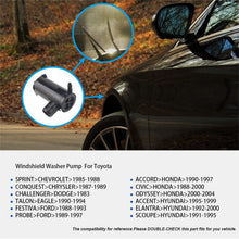 Load image into Gallery viewer, DC12V High Pressure Windshield Washer Wipers Washer Pump 85310-22080 for Honda, For Honda