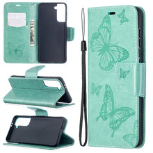 Load image into Gallery viewer, Embossing Two Butterflies Pattern Horizontal Flip PU Leather Case with Holder &amp; Card Slot &amp; Wallet &amp; Lanyard, For Samsung Galaxy S21 5G, For Samsung Galaxy S21+ 5G, For Samsung Galaxy S21 Ultra 5G