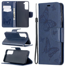 Load image into Gallery viewer, Embossing Two Butterflies Pattern Horizontal Flip PU Leather Case with Holder &amp; Card Slot &amp; Wallet &amp; Lanyard, For Samsung Galaxy S21 5G, For Samsung Galaxy S21+ 5G, For Samsung Galaxy S21 Ultra 5G