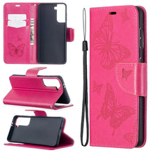 Load image into Gallery viewer, Embossing Two Butterflies Pattern Horizontal Flip PU Leather Case with Holder &amp; Card Slot &amp; Wallet &amp; Lanyard, For Samsung Galaxy S21 5G, For Samsung Galaxy S21+ 5G, For Samsung Galaxy S21 Ultra 5G