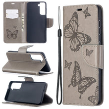 Load image into Gallery viewer, Embossing Two Butterflies Pattern Horizontal Flip PU Leather Case with Holder &amp; Card Slot &amp; Wallet &amp; Lanyard, For Samsung Galaxy S21 5G, For Samsung Galaxy S21+ 5G, For Samsung Galaxy S21 Ultra 5G