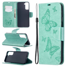 Load image into Gallery viewer, Embossing Two Butterflies Pattern Horizontal Flip PU Leather Case with Holder &amp; Card Slot &amp; Wallet &amp; Lanyard, For Samsung Galaxy S21 5G, For Samsung Galaxy S21+ 5G, For Samsung Galaxy S21 Ultra 5G