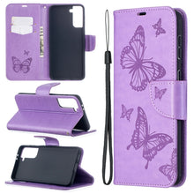 Load image into Gallery viewer, Embossing Two Butterflies Pattern Horizontal Flip PU Leather Case with Holder &amp; Card Slot &amp; Wallet &amp; Lanyard, For Samsung Galaxy S21 5G, For Samsung Galaxy S21+ 5G, For Samsung Galaxy S21 Ultra 5G