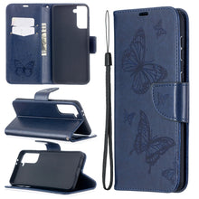 Load image into Gallery viewer, Embossing Two Butterflies Pattern Horizontal Flip PU Leather Case with Holder &amp; Card Slot &amp; Wallet &amp; Lanyard, For Samsung Galaxy S21 5G, For Samsung Galaxy S21+ 5G, For Samsung Galaxy S21 Ultra 5G