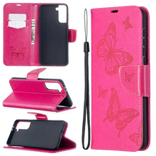 Load image into Gallery viewer, Embossing Two Butterflies Pattern Horizontal Flip PU Leather Case with Holder &amp; Card Slot &amp; Wallet &amp; Lanyard, For Samsung Galaxy S21 5G, For Samsung Galaxy S21+ 5G, For Samsung Galaxy S21 Ultra 5G