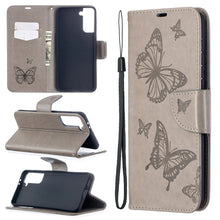 Load image into Gallery viewer, Embossing Two Butterflies Pattern Horizontal Flip PU Leather Case with Holder &amp; Card Slot &amp; Wallet &amp; Lanyard, For Samsung Galaxy S21 5G, For Samsung Galaxy S21+ 5G, For Samsung Galaxy S21 Ultra 5G