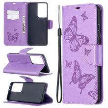 Load image into Gallery viewer, Embossing Two Butterflies Pattern Horizontal Flip PU Leather Case with Holder &amp; Card Slot &amp; Wallet &amp; Lanyard, For Samsung Galaxy S21 5G, For Samsung Galaxy S21+ 5G, For Samsung Galaxy S21 Ultra 5G