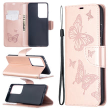 Load image into Gallery viewer, Embossing Two Butterflies Pattern Horizontal Flip PU Leather Case with Holder &amp; Card Slot &amp; Wallet &amp; Lanyard, For Samsung Galaxy S21 5G, For Samsung Galaxy S21+ 5G, For Samsung Galaxy S21 Ultra 5G