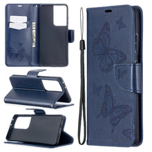 Load image into Gallery viewer, Embossing Two Butterflies Pattern Horizontal Flip PU Leather Case with Holder &amp; Card Slot &amp; Wallet &amp; Lanyard, For Samsung Galaxy S21 5G, For Samsung Galaxy S21+ 5G, For Samsung Galaxy S21 Ultra 5G