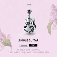 Load image into Gallery viewer, S925 Sterling Silver Simple Guitar Beads DIY Bracelet Necklace Accessories, Guitar
