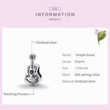 Load image into Gallery viewer, S925 Sterling Silver Simple Guitar Beads DIY Bracelet Necklace Accessories, Guitar