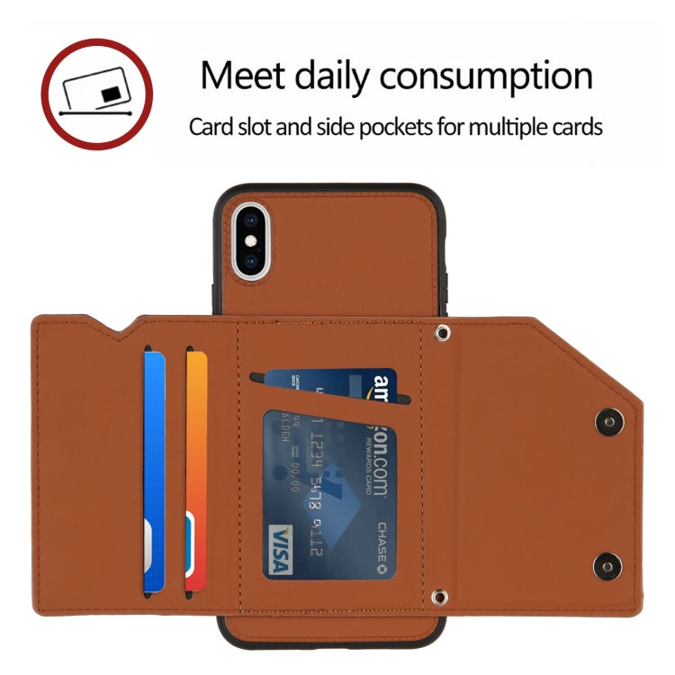 Skin Feel PU + TPU + PC Back Cover Shockproof Case with Card Slots & Holder & Photo Frame, For iPhone X / XS, For iPhone XR, For iPhone XS Max, For iPhone 11 Pro, For iPhone 11, For iPhone 11 Pro Max, For iPhone 12 mini, For iPhone 12 / 12 Pro         ...