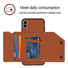 Load image into Gallery viewer, Skin Feel PU + TPU + PC Back Cover Shockproof Case with Card Slots &amp; Holder &amp; Photo Frame, For iPhone X / XS, For iPhone XR, For iPhone XS Max, For iPhone 11 Pro, For iPhone 11, For iPhone 11 Pro Max, For iPhone 12 mini, For iPhone 12 / 12 Pro         ...