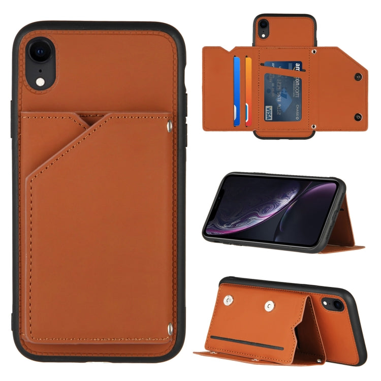 Skin Feel PU + TPU + PC Back Cover Shockproof Case with Card Slots & Holder & Photo Frame, For iPhone X / XS, For iPhone XR, For iPhone XS Max, For iPhone 11 Pro, For iPhone 11, For iPhone 11 Pro Max, For iPhone 12 mini, For iPhone 12 / 12 Pro         ...