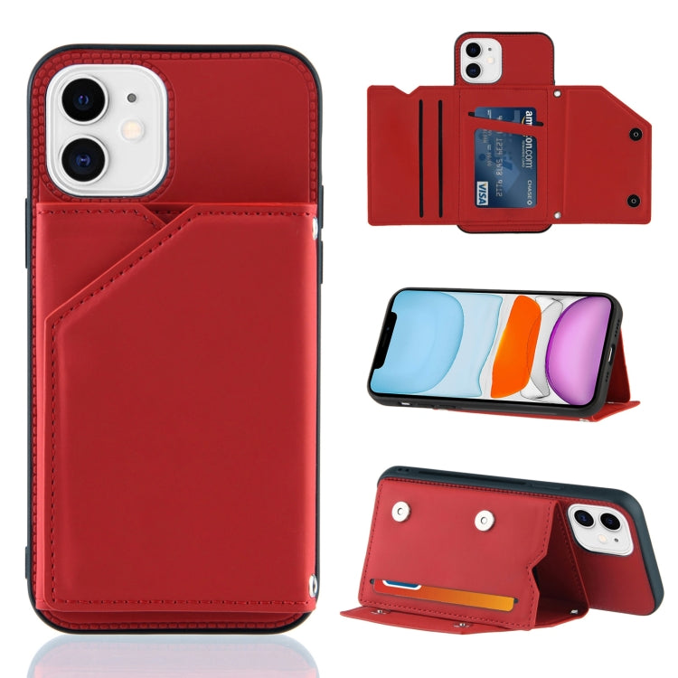 Skin Feel PU + TPU + PC Back Cover Shockproof Case with Card Slots & Holder & Photo Frame, For iPhone X / XS, For iPhone XR, For iPhone XS Max, For iPhone 11 Pro, For iPhone 11, For iPhone 11 Pro Max, For iPhone 12 mini, For iPhone 12 / 12 Pro         ...
