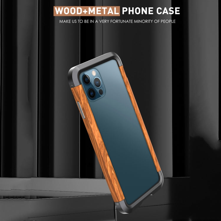 R-JUST Metal + Wood Frame Protective Case, For iPhone 12 mini, For iPhone 12 / 12 Pro, For iPhone 12 Pro Max