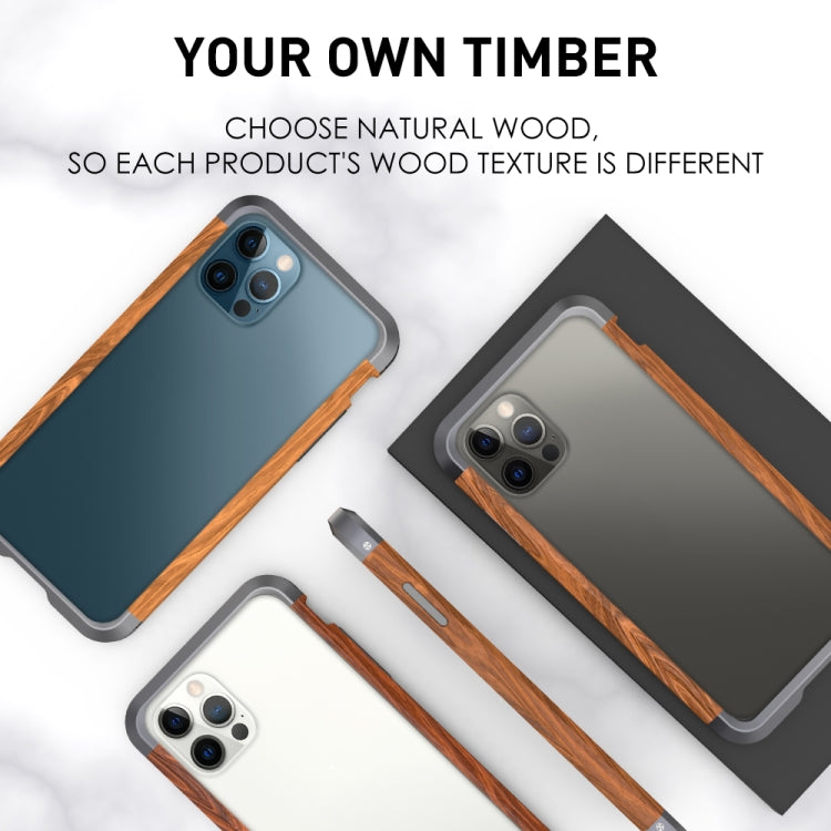 R-JUST Metal + Wood Frame Protective Case, For iPhone 12 mini, For iPhone 12 / 12 Pro, For iPhone 12 Pro Max