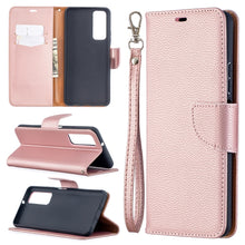 Load image into Gallery viewer, Litchi Texture Pure Color Horizontal Flip PU Leather Case with Holder &amp; Card Slots &amp; Wallet &amp; Lanyard, For Huawei P smart 2021 / Y7a, For Samsung Galaxy A12