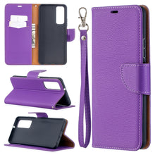 Load image into Gallery viewer, Litchi Texture Pure Color Horizontal Flip PU Leather Case with Holder &amp; Card Slots &amp; Wallet &amp; Lanyard, For Huawei P smart 2021 / Y7a, For Samsung Galaxy A12