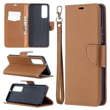 Load image into Gallery viewer, Litchi Texture Pure Color Horizontal Flip PU Leather Case with Holder &amp; Card Slots &amp; Wallet &amp; Lanyard, For Huawei P smart 2021 / Y7a, For Samsung Galaxy A12