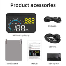 Load image into Gallery viewer, M12 OBD2 + GPS Mode Car Head-up Display HUD Overspeed / Speed / Water Temperature / Low Voltage / Fault Alarm, M12