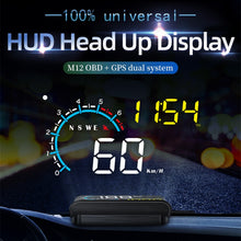 Load image into Gallery viewer, M12 OBD2 + GPS Mode Car Head-up Display HUD Overspeed / Speed / Water Temperature / Low Voltage / Fault Alarm, M12