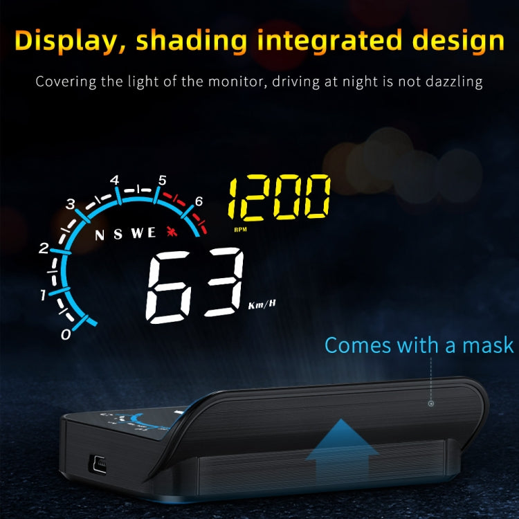 M12 OBD2 + GPS Mode Car Head-up Display HUD Overspeed / Speed / Water Temperature / Low Voltage / Fault Alarm, M12