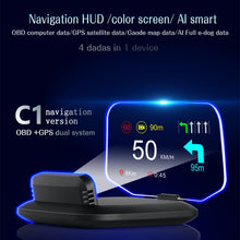 Load image into Gallery viewer, C1 OBD2 + GPS Mode Car HUD Head-up Display Compass / Speed / Water Temperature / Voltage Display / Speed / Fault Alarm / Navigation Function, C1 With Navigation Function
