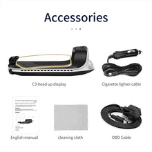 Load image into Gallery viewer, C3 OBD2 + GPS Mode Car Head-up Display HUD Overspeed / Speed / Water Temperature Too High / Voltage Too Low / Engine Failure Alarm / Fatigue Driving Reminder / Navigation Function, C3