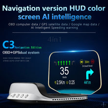 Load image into Gallery viewer, C3 OBD2 + GPS Mode Car Head-up Display HUD Overspeed / Speed / Water Temperature Too High / Voltage Too Low / Engine Failure Alarm / Fatigue Driving Reminder / Navigation Function, C3
