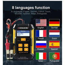 Load image into Gallery viewer, KONNWEI KW510 3 in 1 Car Battery Tester / Charger / Repairer, Support 8 Languages, KW510(EU Plug), KW510(US Plug)
