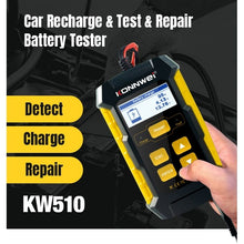 Load image into Gallery viewer, KONNWEI KW510 3 in 1 Car Battery Tester / Charger / Repairer, Support 8 Languages, KW510(EU Plug), KW510(US Plug)