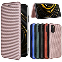 Load image into Gallery viewer, Carbon Fiber Texture Magnetic Horizontal Flip TPU + PC + PU Leather Case with Card Slot, For Xiaomi Poco M3, For Samsung Galaxy A02s, For Xiaomi Redmi Note 9 5G, For Xiaomi Redmi Note 9 4G