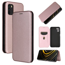 Load image into Gallery viewer, Carbon Fiber Texture Magnetic Horizontal Flip TPU + PC + PU Leather Case with Card Slot, For Xiaomi Poco M3, For Samsung Galaxy A02s, For Xiaomi Redmi Note 9 5G, For Xiaomi Redmi Note 9 4G