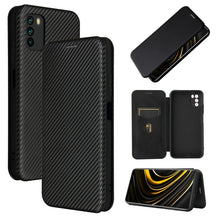 Load image into Gallery viewer, Carbon Fiber Texture Magnetic Horizontal Flip TPU + PC + PU Leather Case with Card Slot, For Xiaomi Poco M3, For Samsung Galaxy A02s, For Xiaomi Redmi Note 9 5G, For Xiaomi Redmi Note 9 4G