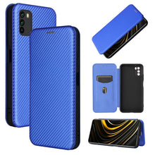 Load image into Gallery viewer, Carbon Fiber Texture Magnetic Horizontal Flip TPU + PC + PU Leather Case with Card Slot, For Xiaomi Poco M3, For Samsung Galaxy A02s, For Xiaomi Redmi Note 9 5G, For Xiaomi Redmi Note 9 4G
