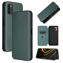 Load image into Gallery viewer, Carbon Fiber Texture Magnetic Horizontal Flip TPU + PC + PU Leather Case with Card Slot, For Xiaomi Poco M3, For Samsung Galaxy A02s, For Xiaomi Redmi Note 9 5G, For Xiaomi Redmi Note 9 4G