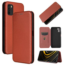 Load image into Gallery viewer, Carbon Fiber Texture Magnetic Horizontal Flip TPU + PC + PU Leather Case with Card Slot, For Xiaomi Poco M3, For Samsung Galaxy A02s, For Xiaomi Redmi Note 9 5G, For Xiaomi Redmi Note 9 4G