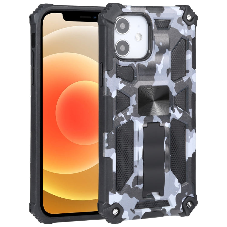Camouflage Armor Shockproof TPU + PC Magnetic Protective Case with Holder, For iPhone 12 Pro Max, For iPhone 12 / 12 Pro