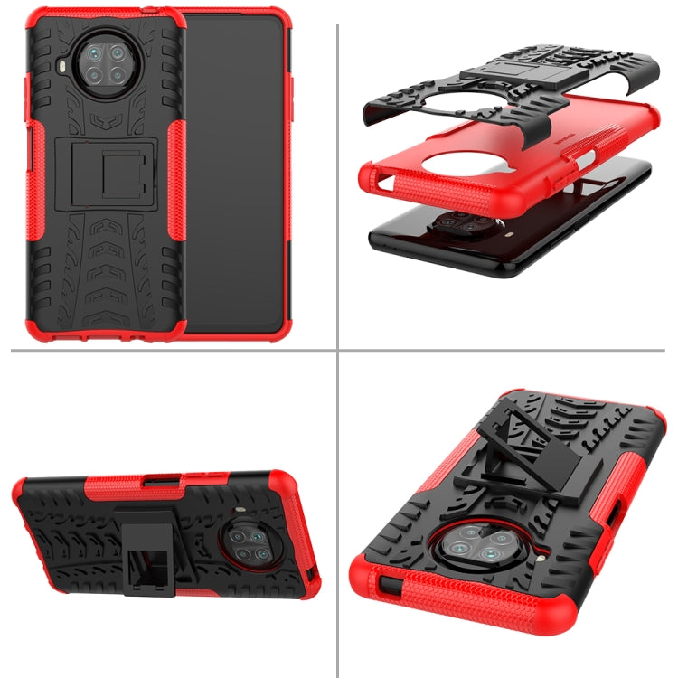 Tire Texture Shockproof TPU+PC Protective Case with Holder, For Xiaomi Mi 10T Lite 5G