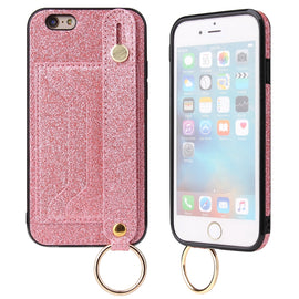 Glitter Powder PU+TPU Shockproof Protective Case with Holder & Card Slots & Wrist Strap, For iPhone 6 / 6s, For iPhone 6 Plus / 6s Plus, For iPhone SE 2022 / SE 2020 / 8 / 7, For iPhone 8 Plus / 7 Plus, For iPhone 11, For iPhone 11 Pro                 ...