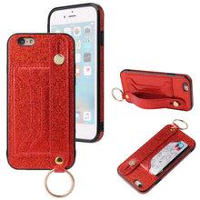 Load image into Gallery viewer, Glitter Powder PU+TPU Shockproof Protective Case with Holder &amp; Card Slots &amp; Wrist Strap, For iPhone 6 / 6s, For iPhone 6 Plus / 6s Plus, For iPhone SE 2022 / SE 2020 / 8 / 7, For iPhone 8 Plus / 7 Plus, For iPhone 11, For iPhone 11 Pro                 ...