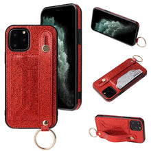 Load image into Gallery viewer, Glitter Powder PU+TPU Shockproof Protective Case with Holder &amp; Card Slots &amp; Wrist Strap, For iPhone 6 / 6s, For iPhone 6 Plus / 6s Plus, For iPhone SE 2022 / SE 2020 / 8 / 7, For iPhone 8 Plus / 7 Plus, For iPhone 11, For iPhone 11 Pro                 ...