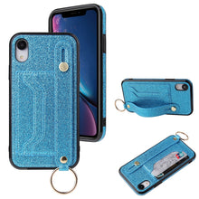 Load image into Gallery viewer, Glitter Powder PU+TPU Shockproof Protective Case with Holder &amp; Card Slots &amp; Wrist Strap, For iPhone 6 / 6s, For iPhone 6 Plus / 6s Plus, For iPhone SE 2022 / SE 2020 / 8 / 7, For iPhone 8 Plus / 7 Plus, For iPhone 11, For iPhone 11 Pro                 ...